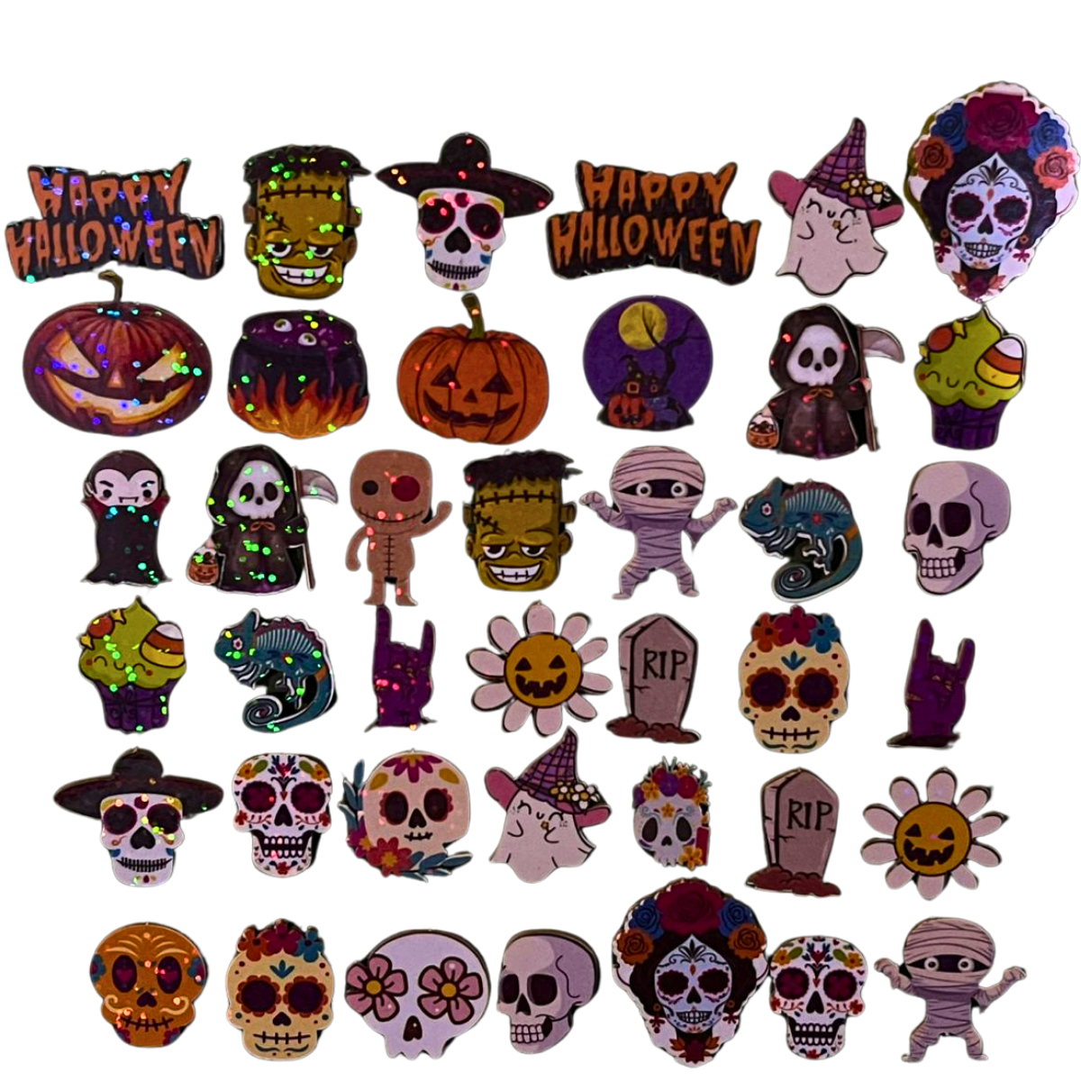 Kit500 Adesivo Olográfrico Halloween B Banho e Tosa Cãe Gato