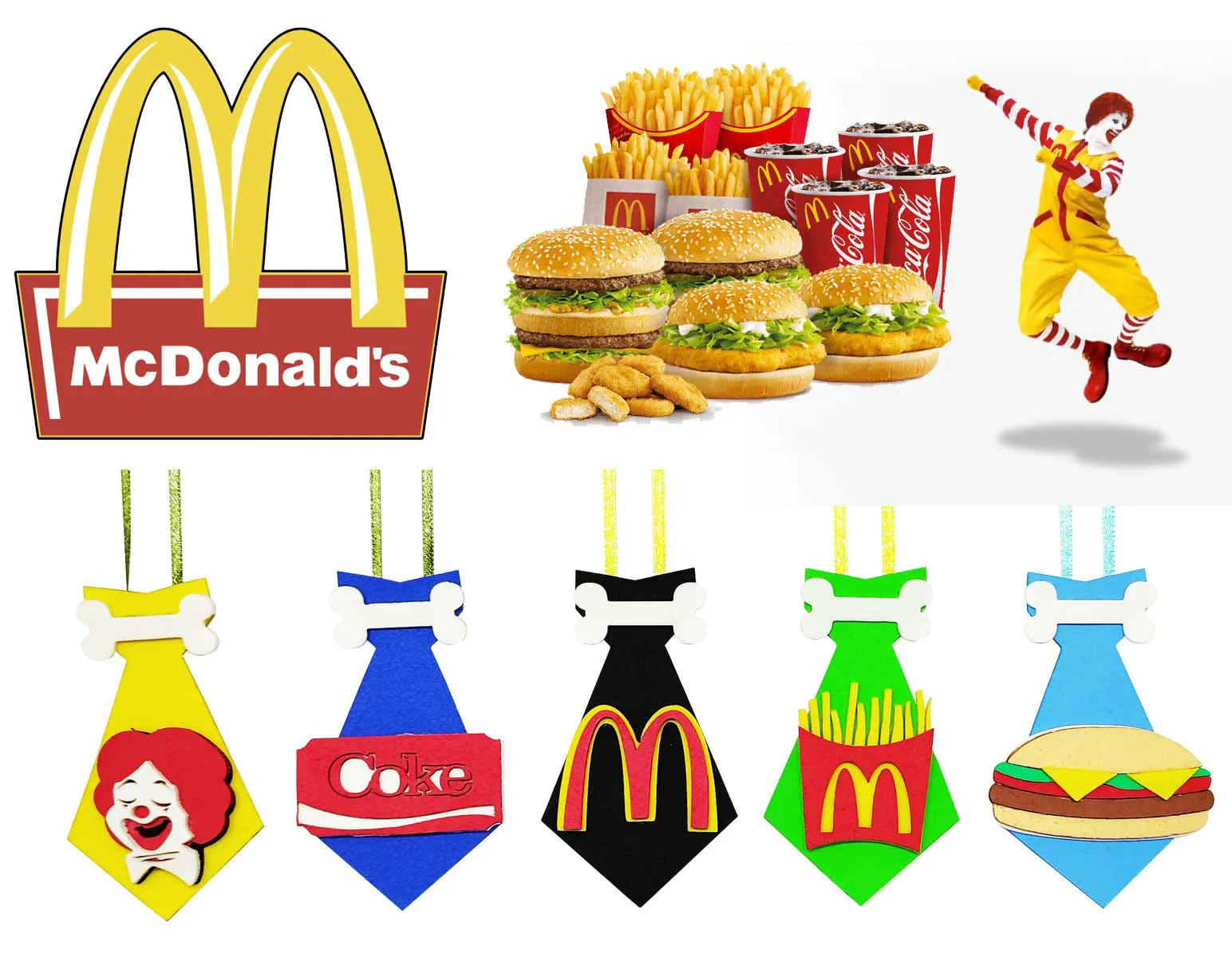 kit 50 Gravatas Mc Donalds Pet Petshop Cão e Gato pets