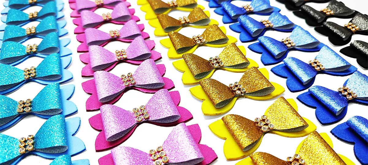 Kit20 Laços Adesivos P Glitter Pet Shop Banho Tosa Cão Gato
