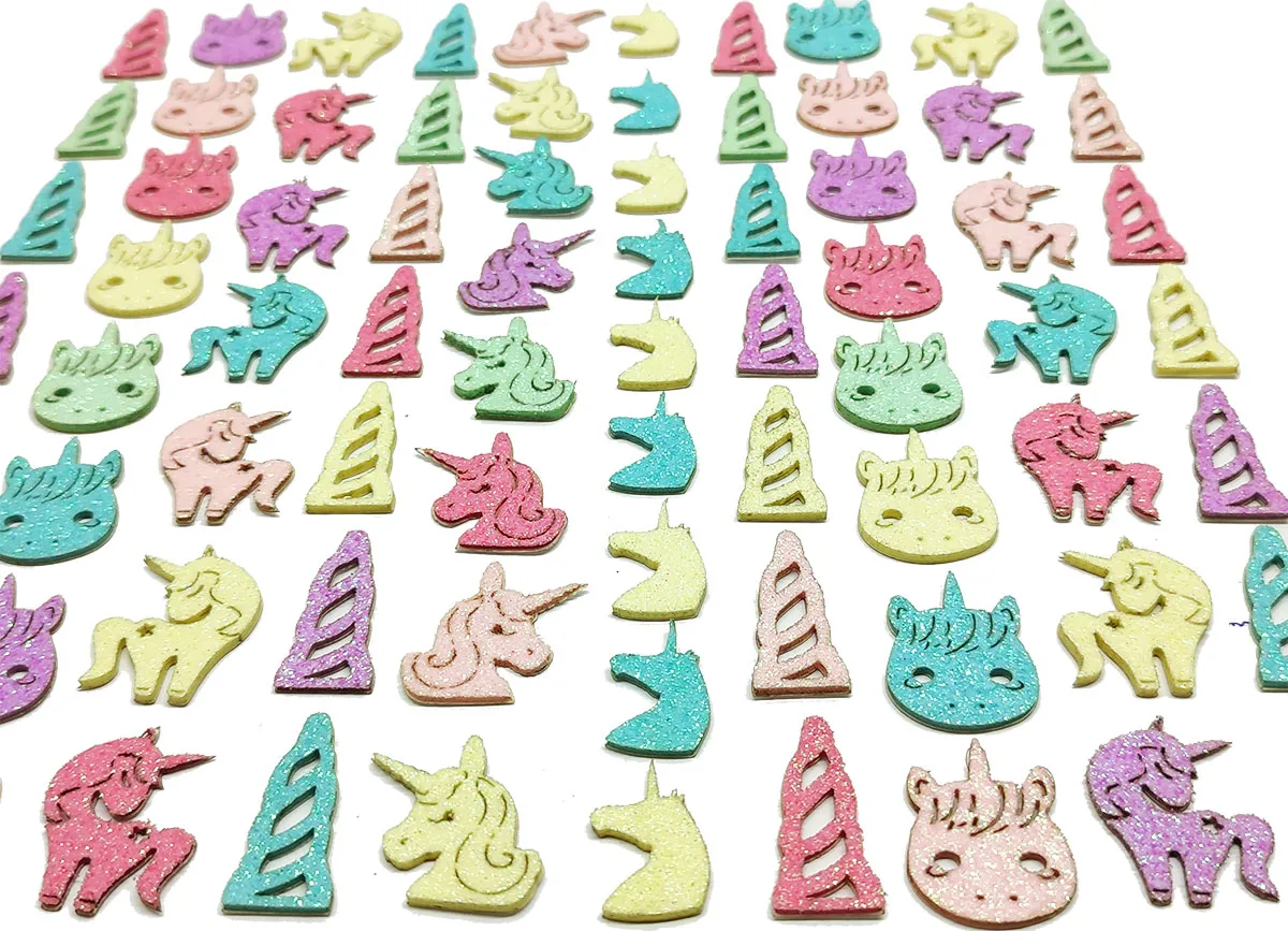 50 Adesivos Pet Coleção Unicornio fêmea glitter Lacinho Pet