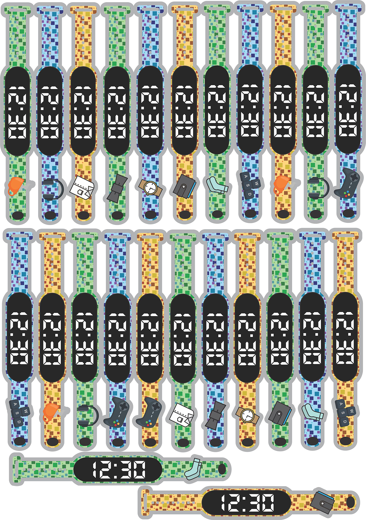 84 Adesivos RELÓGIO MACHO Pet sticker Cão Gato  A29