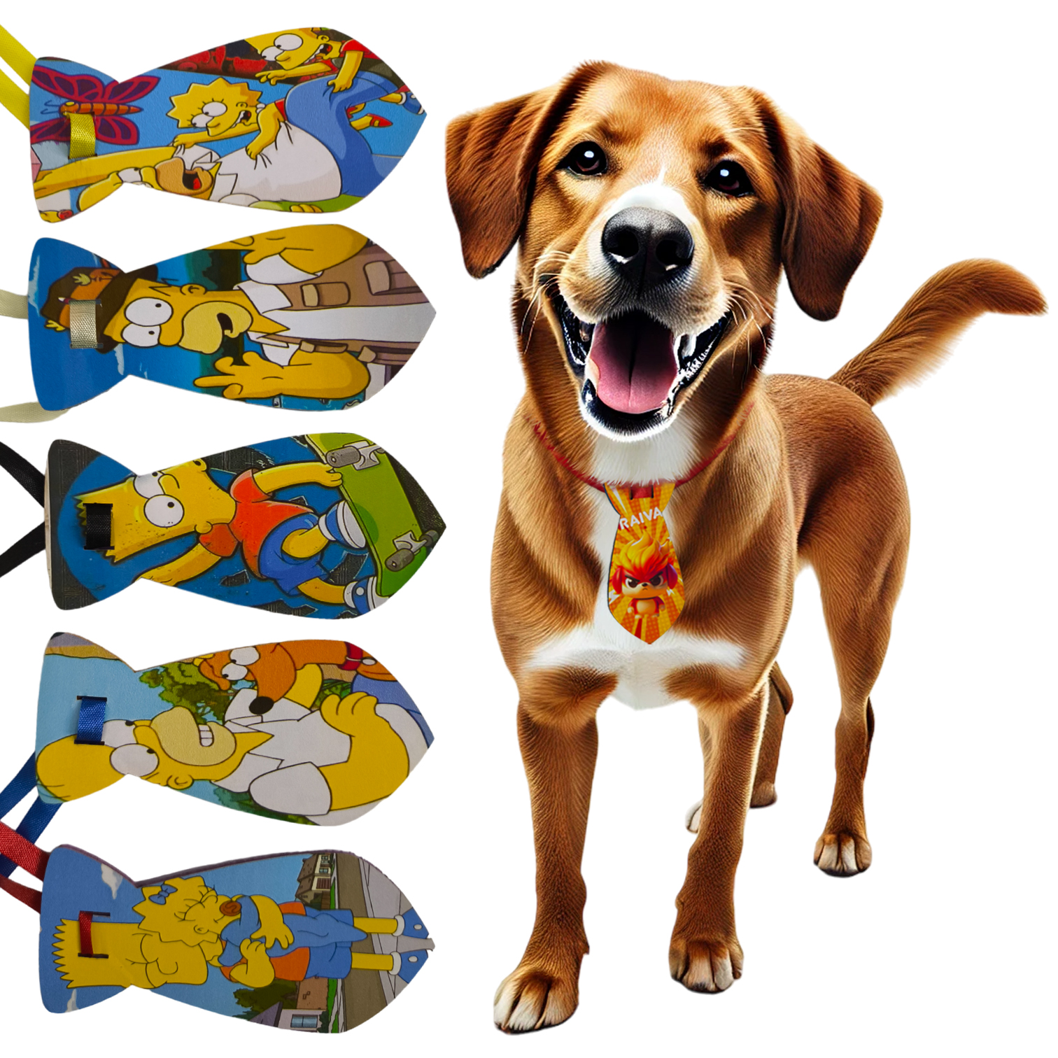 Kit 10 Gravatas Tam G Pet EVA Ursinho Personagens Cão e Gato