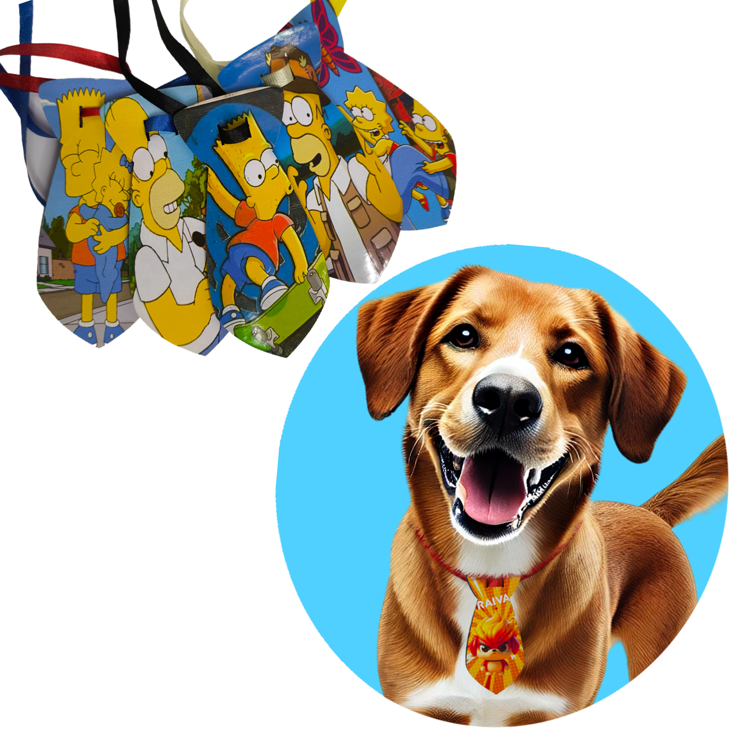 Kit 20 Gravatas Tam G Pet EVA Ursinho Personagens Cão e Gato
