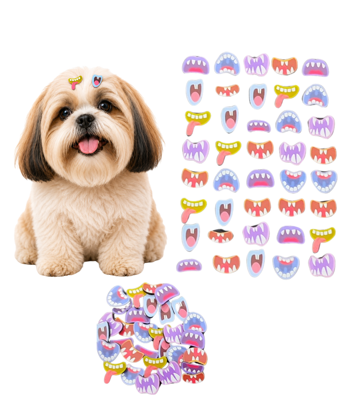100 Adesivos Bocas Malucas EVA Pet Shop Cão Banho e Tosa