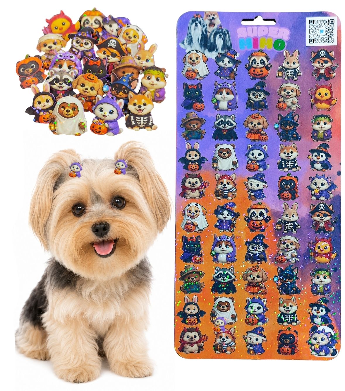 Adesivo Cartela Halloween Pets Pet Shop Cães Banho e Tosa