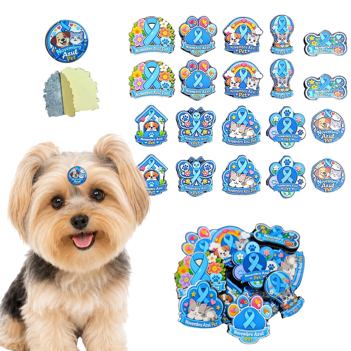 100 Adesivos Pet Novembro Azul Cães Banho e Tosa Pet Shop 1