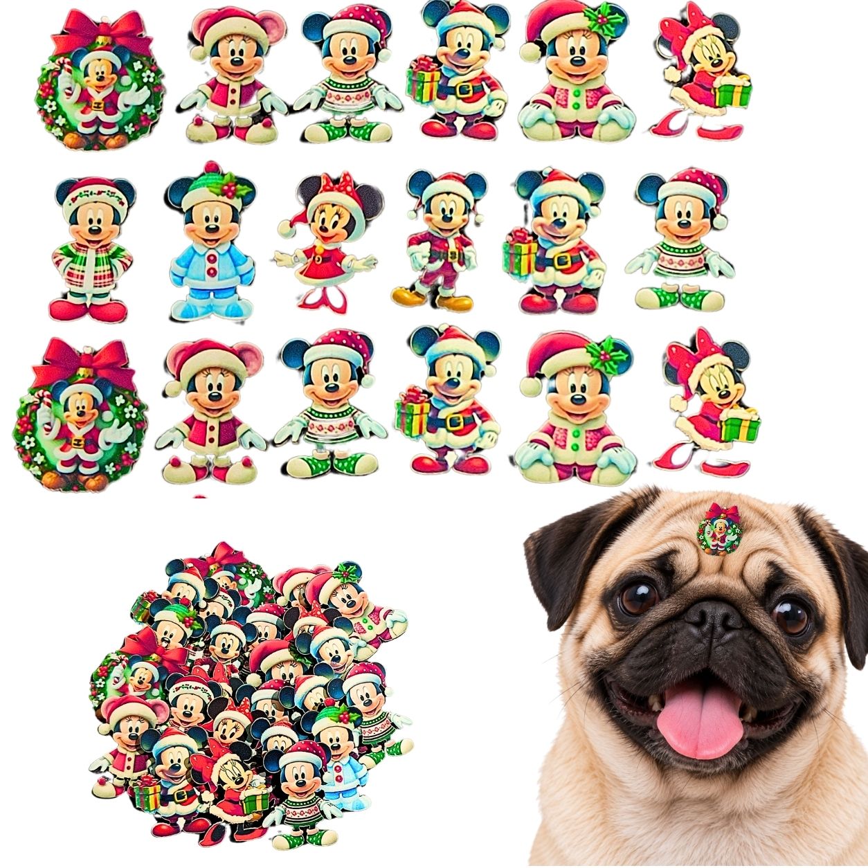 100 Adesivos Natal EVA Cão Banho Tosa Pet Shop Natal Festivo
