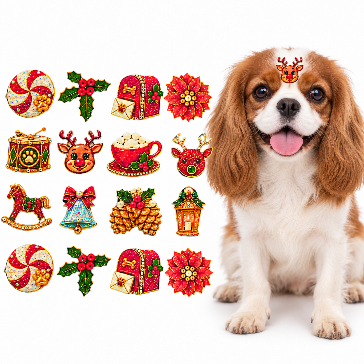 100 Adesivos Natal EVA Cão Banho Tosa Pet Shop Natal Alegria
