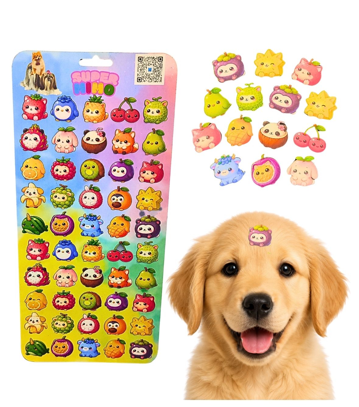 1 UND Cartela Adesiva Holográfica Fruit Pet Cão Banho e Tosa