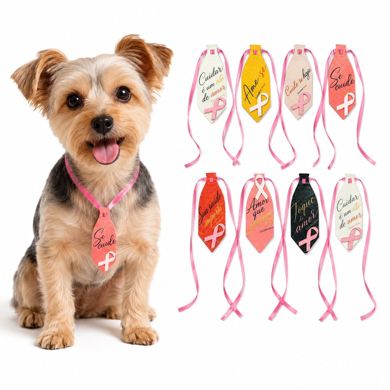 25 Gravatas Pet Outubro Rosa Cães Pet Shop Banho e Tosa Laço