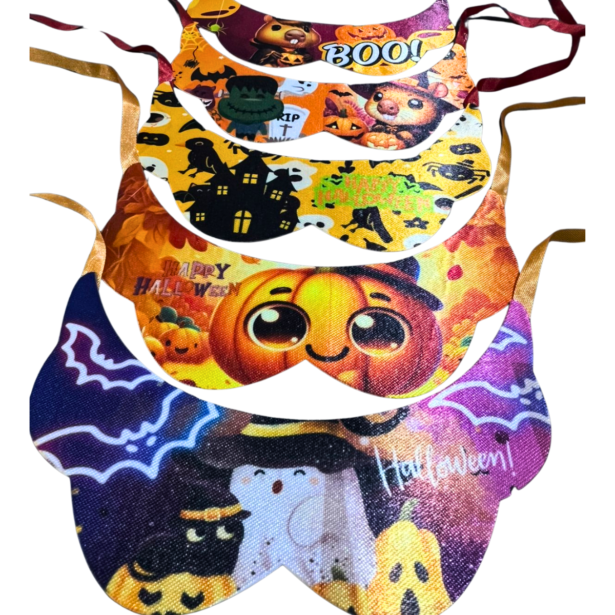 Kit 10 Gargantilhas Pet Halloween Curva Banho Tosa