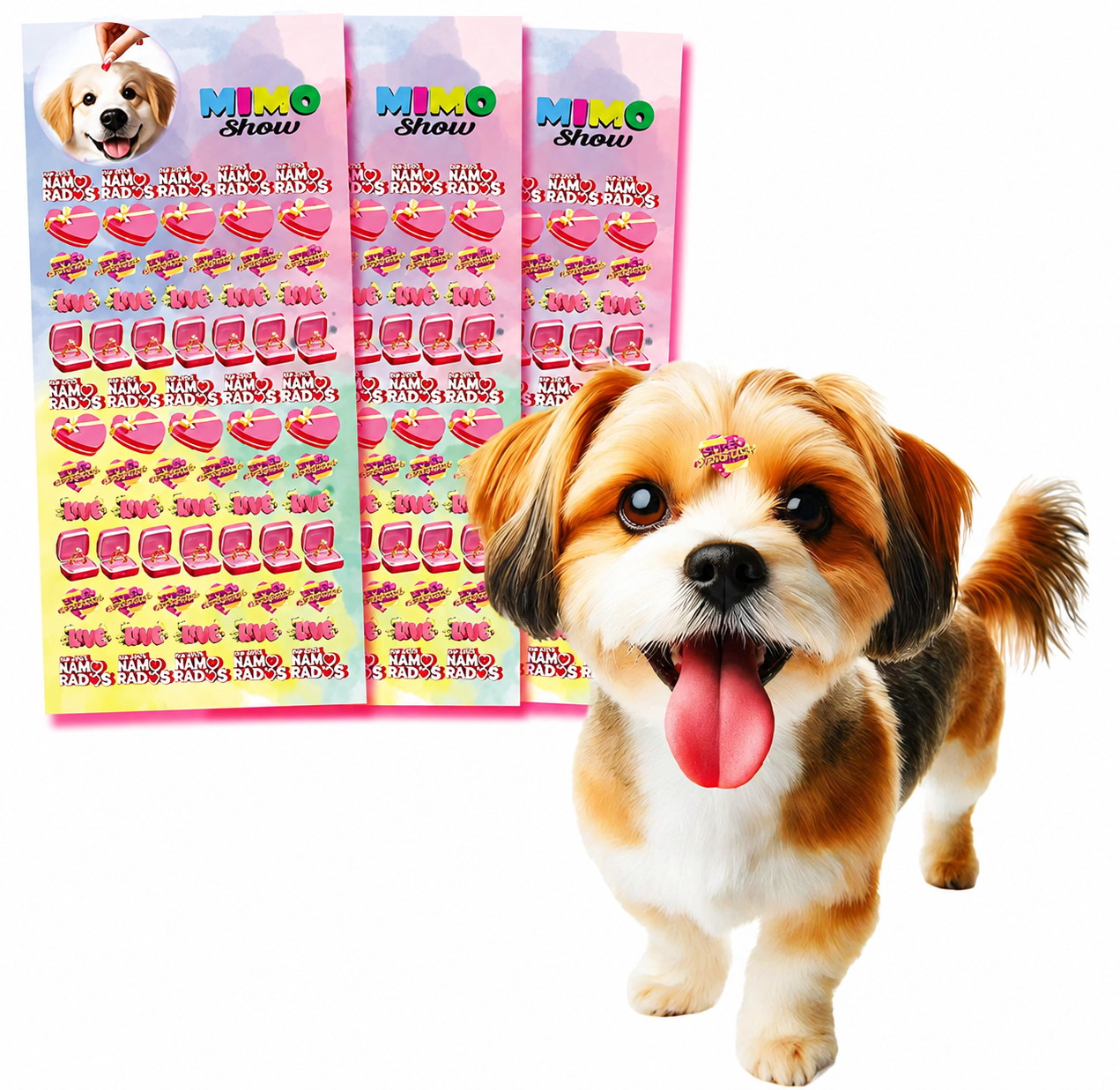03 Cartelas Adesivos Sticker Pet Dia dos Namorados Cão Gato