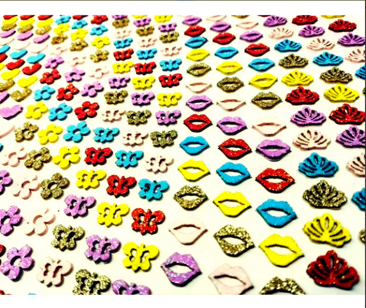 900 Mini Adesivos Pet Piercings Lacinhos Eva Glitter Petshop