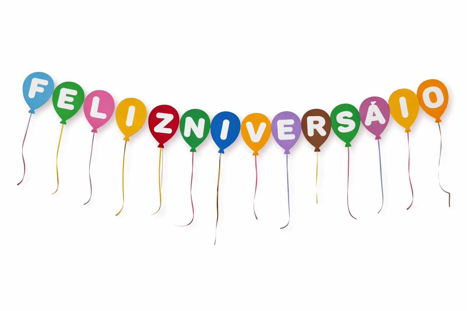 Faixa Balões "Feliz Aniversário" Em EVA Colorido e Glitter