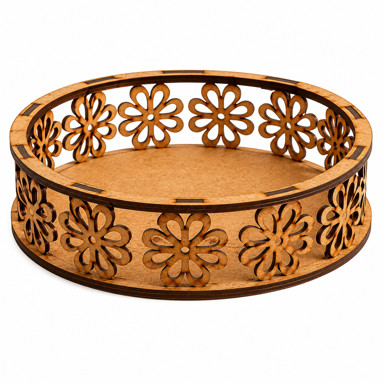 3 Cesta Redonda MDF Flor P - Mães e Namorados