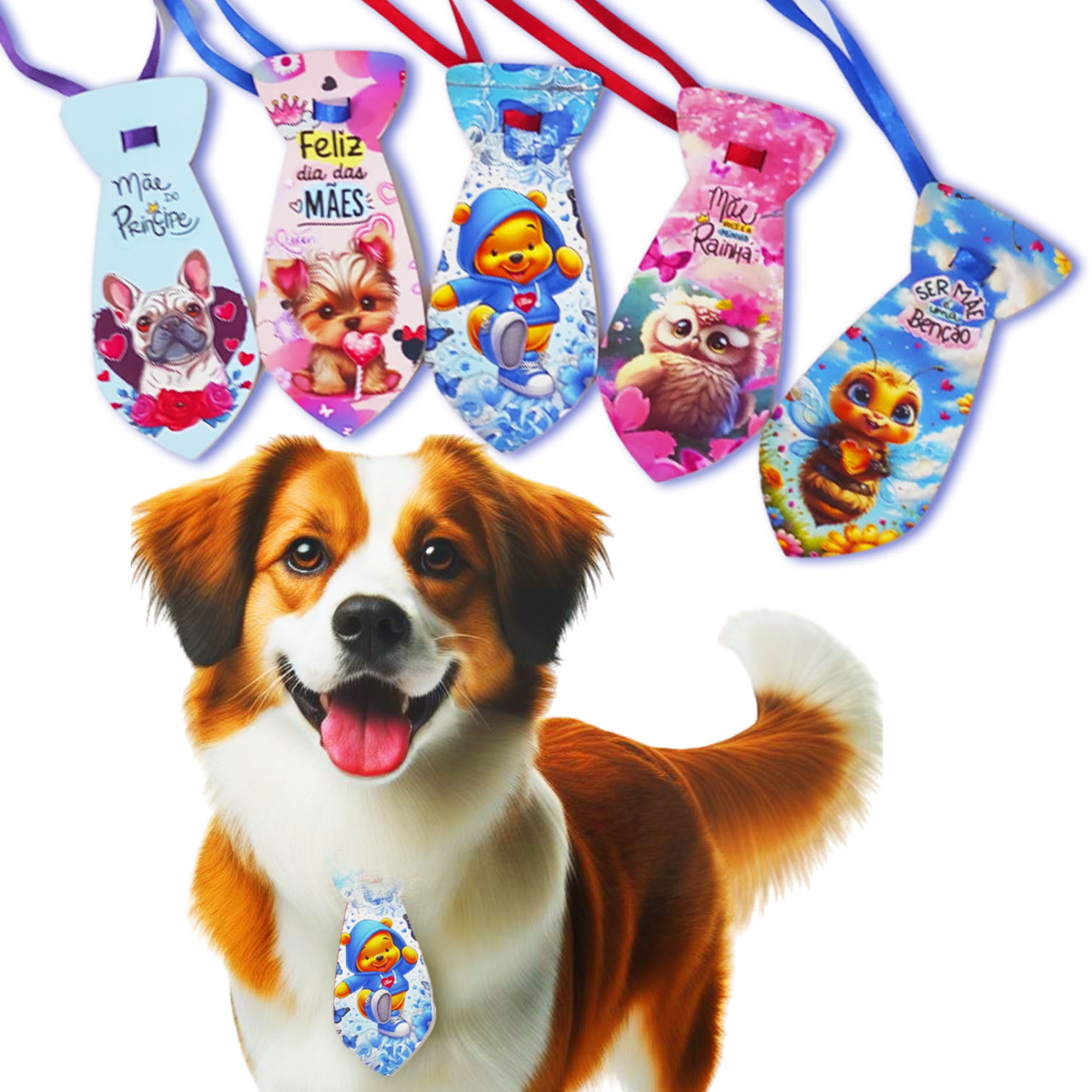 Kit 10 Gravatinhas P Dia das Mães Impressa Pet