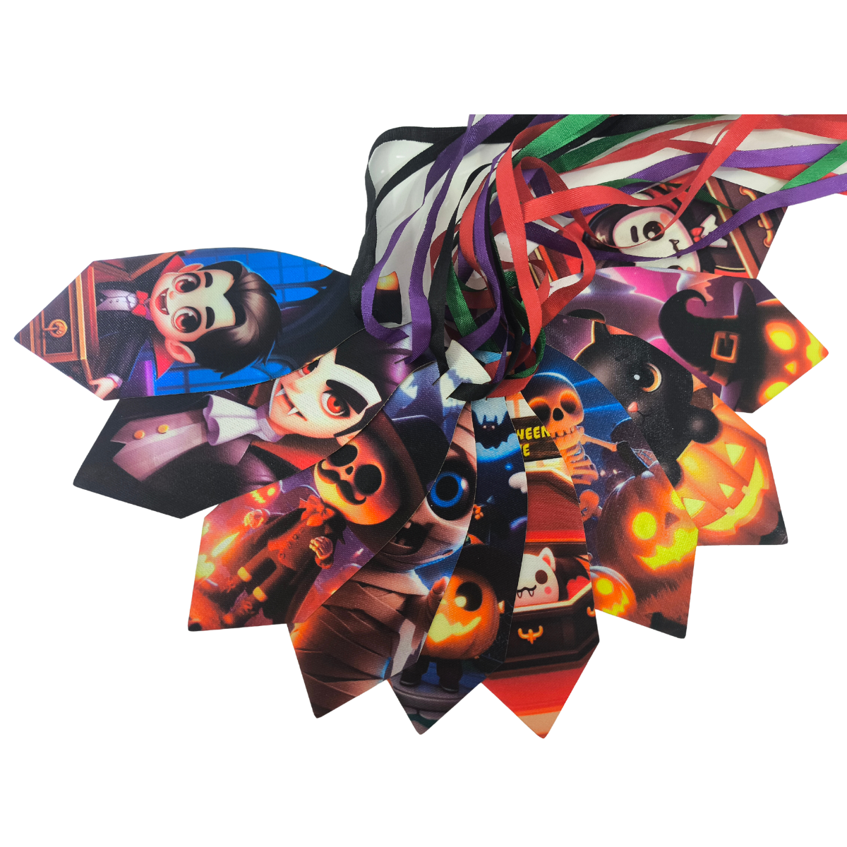 50 Gravata G pet halloween estampada cetim cão gato 1