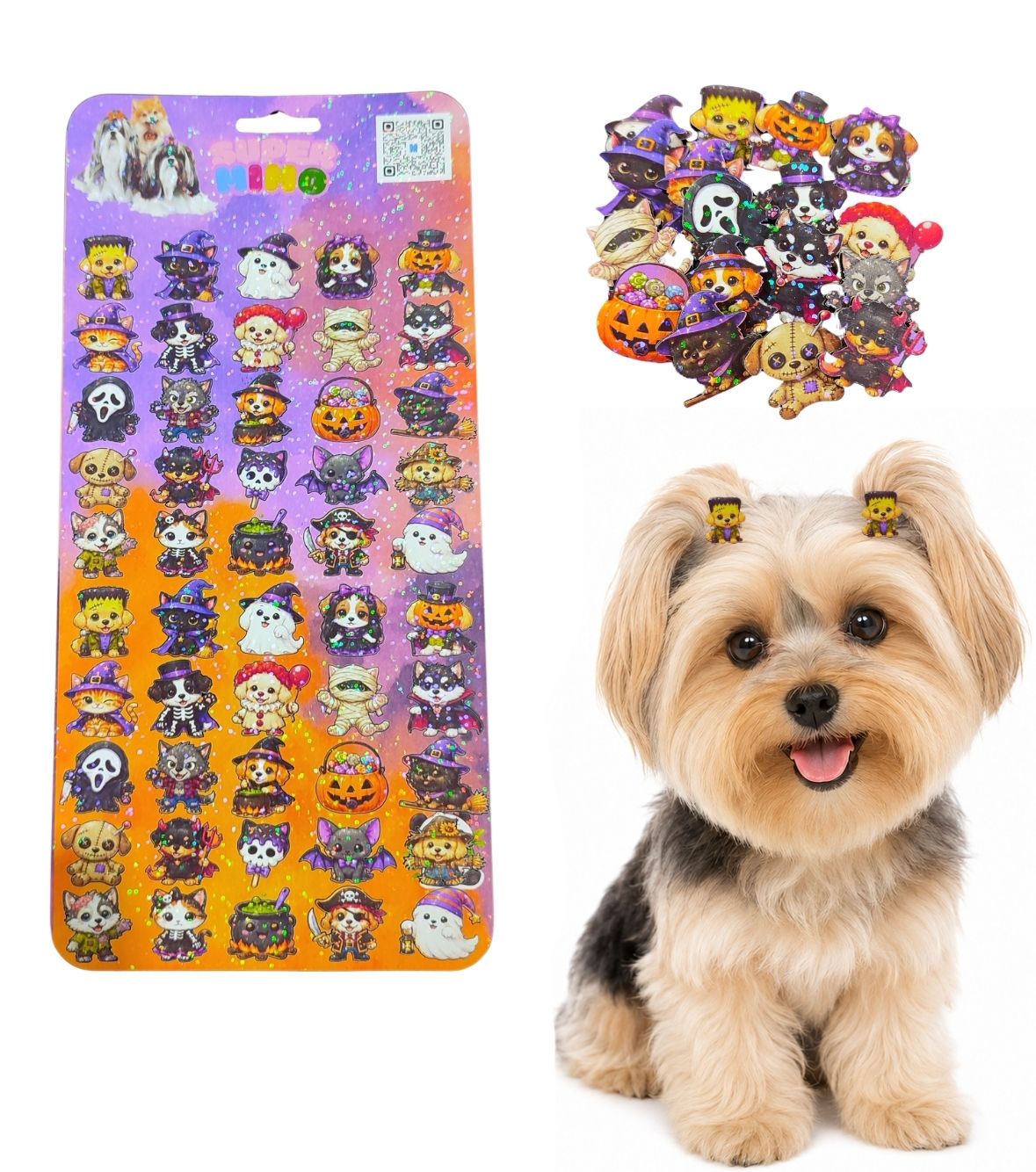 Adesivo Cartela Halloween Fantasias Pet Shop Cães Banho Tosa