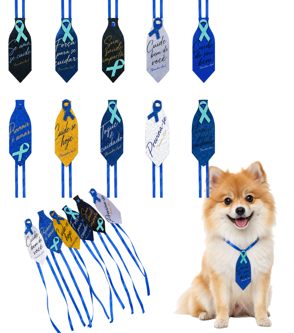 25 Gravatas Sublimada Pet Novembro Azul Cães Banho e Tosa