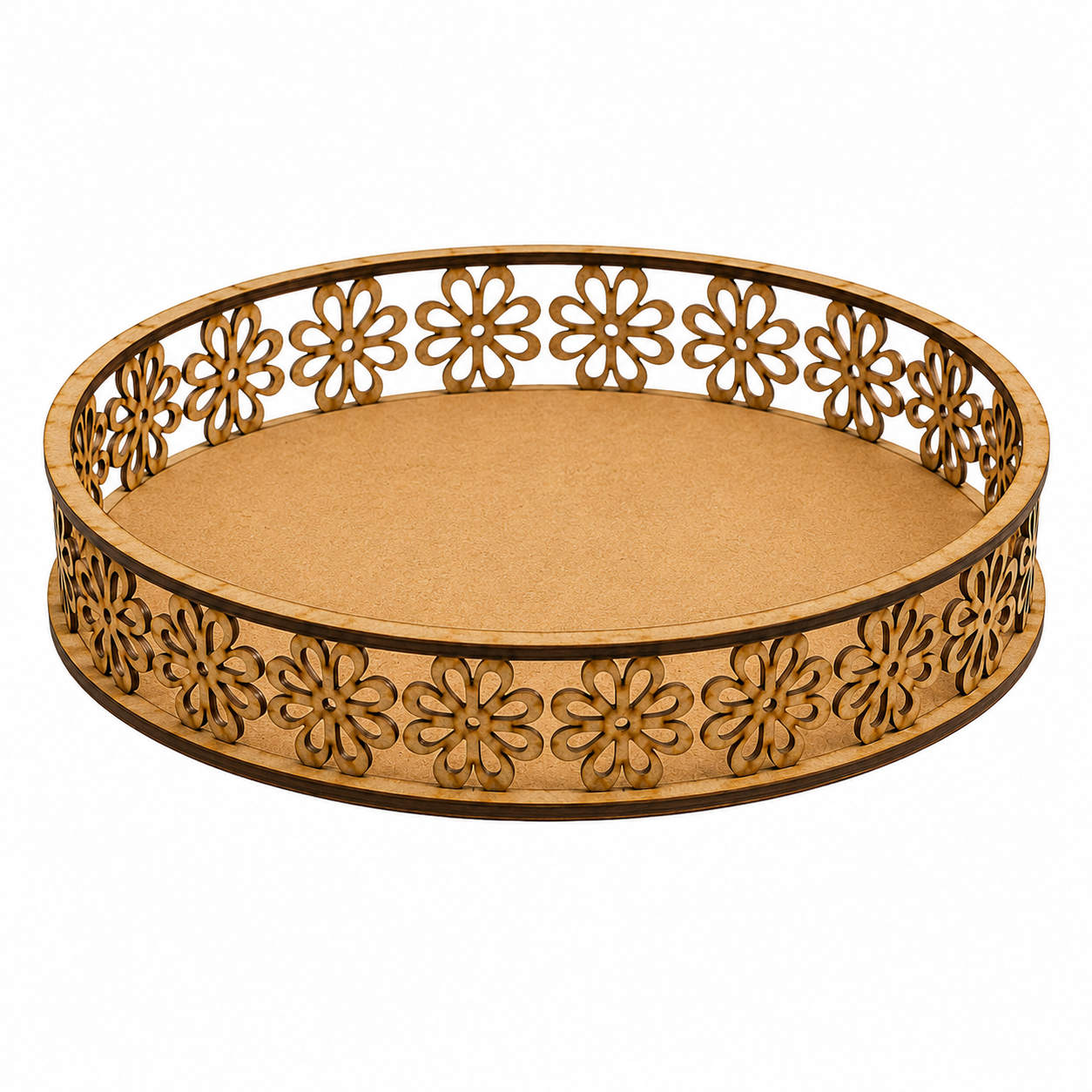 3 Cesta Redonda MDF Flor M - Mães e Namorados