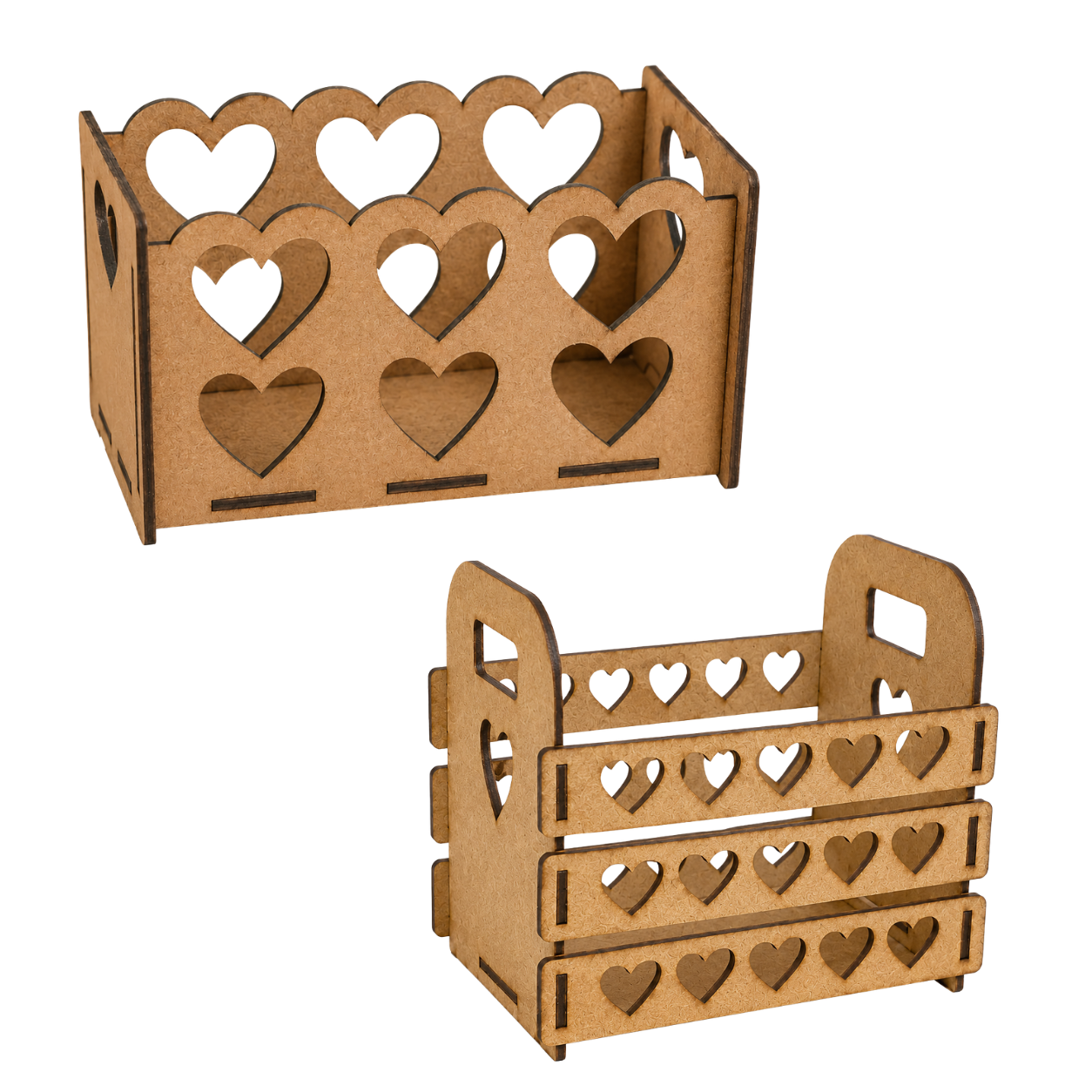 Kit 10 Cestinhas MDF Cru com Detalhes de Coração