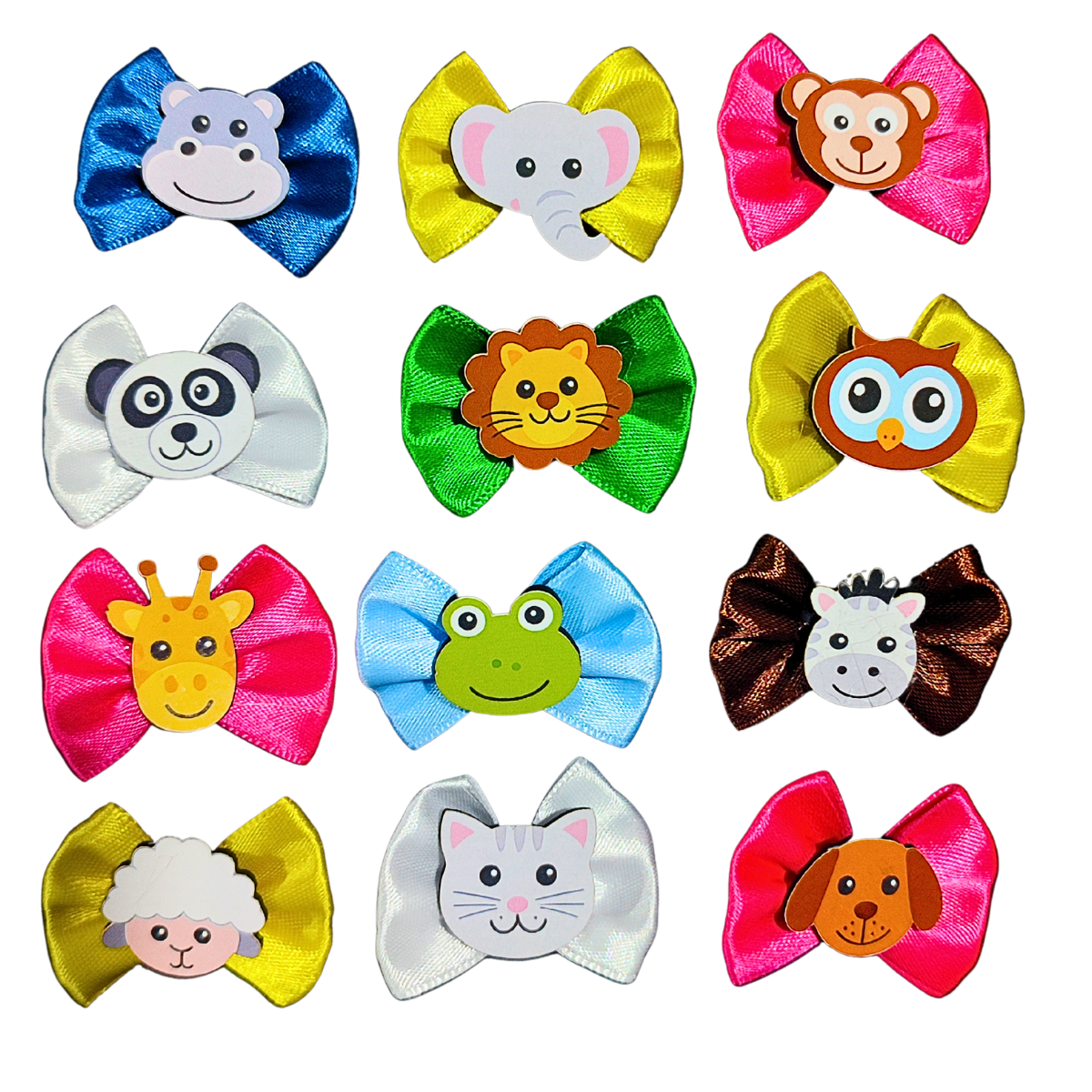 Kit 60 Laços Cetim Tema Animais para Cão Pet Banho Tosa