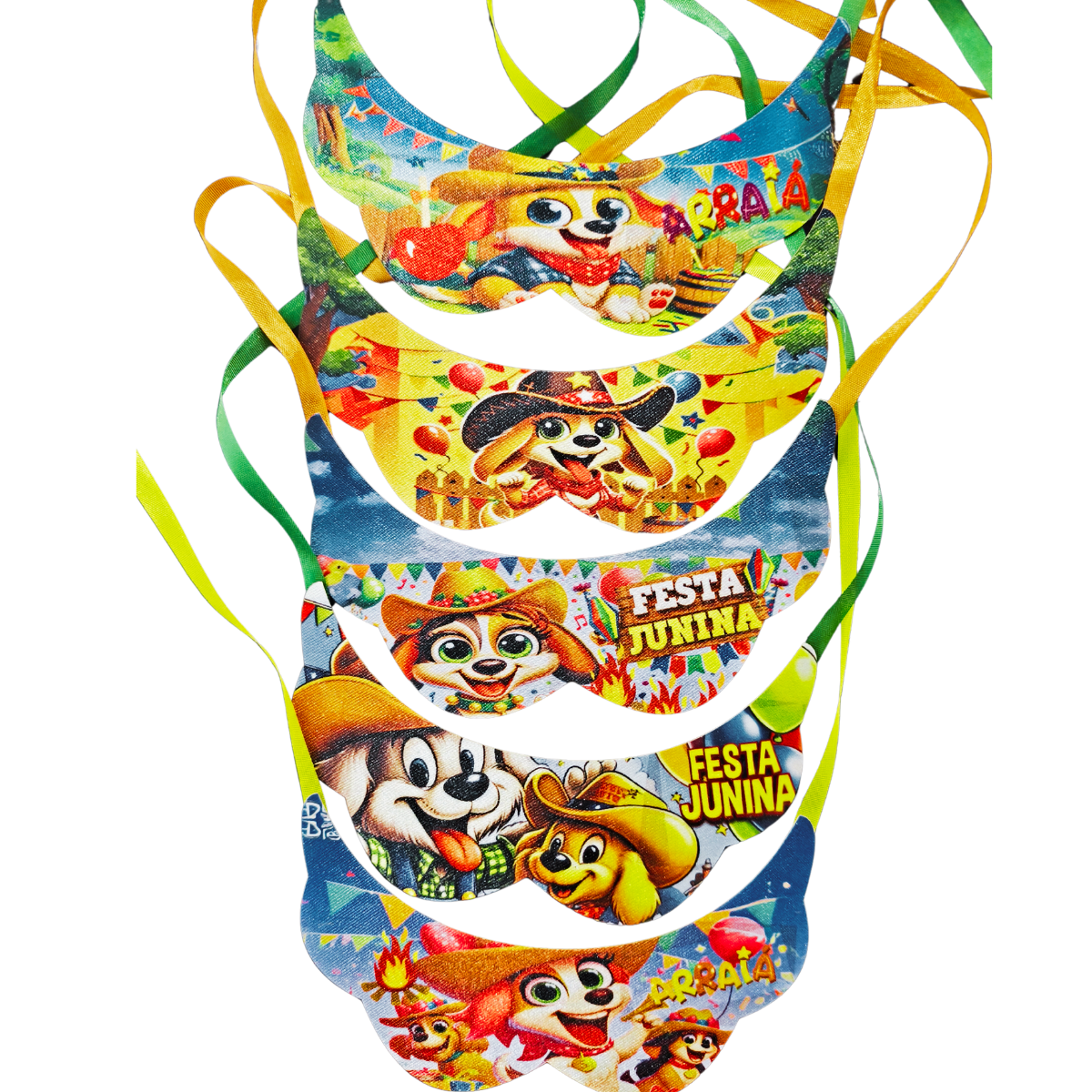 Kit 50 Gargantilhas Pet Festa Junina Curva Banho Tosa
