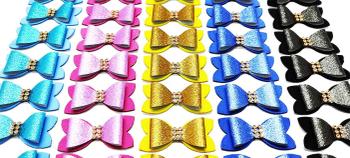 Kit10 Laços Adesivos G Glitter Pet Shop Banho Tosa Cão Gato