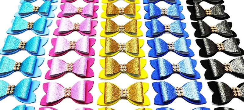Kit100 Laços Adesivos G Glitter Pet Shop Banho Tosa Cão Gato