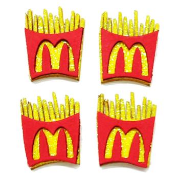 10 Adesivos BATATA  FRITA MC DONALDS Glitter Pet PetShop Cão e Gato