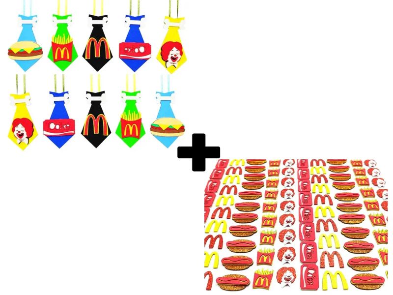 combo150 gravatas adesivos McDONALDS femea macho cao gato