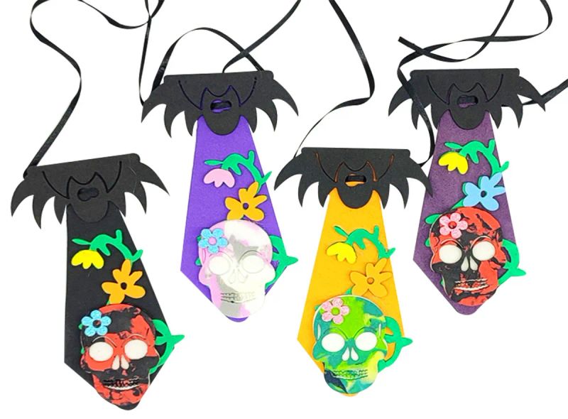 50 Gravatas HALLOWEEN CAVEIRA MEXICANA Petshop cao gato