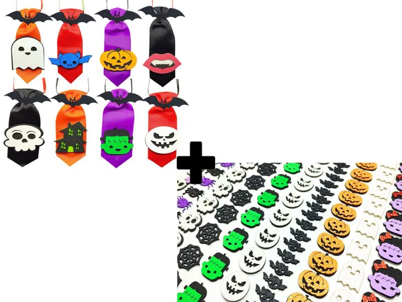 Kitzão 75 Halloween adesivo gravata gorgurão Cachorro Pet