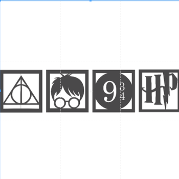 Quadro decorativo MDF Harry Potter preto semi brilho 4 und