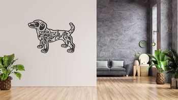 Quadro decorativo MDF Cão Style preto semi brilho