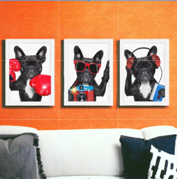 Kit 3 Quadros Decorativos Com Moldura em Madeira A3 Sala Quarto Moldura:Branca