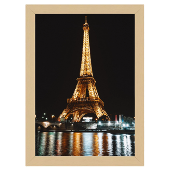 Quadro Decorativo Torre Eiffel Tam A3 Moldura em Madeira(T1) Cor:Natural
