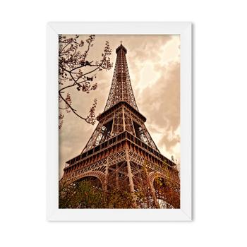 Quadro Decorativo Torre Eiffel Tam A3 Moldura em Madeira(T2) Cor:Branca