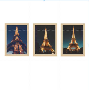 03 Quadros Decorativo Torre Eiffel A3 Moldura em Madeira(kit03) Cor:Natural