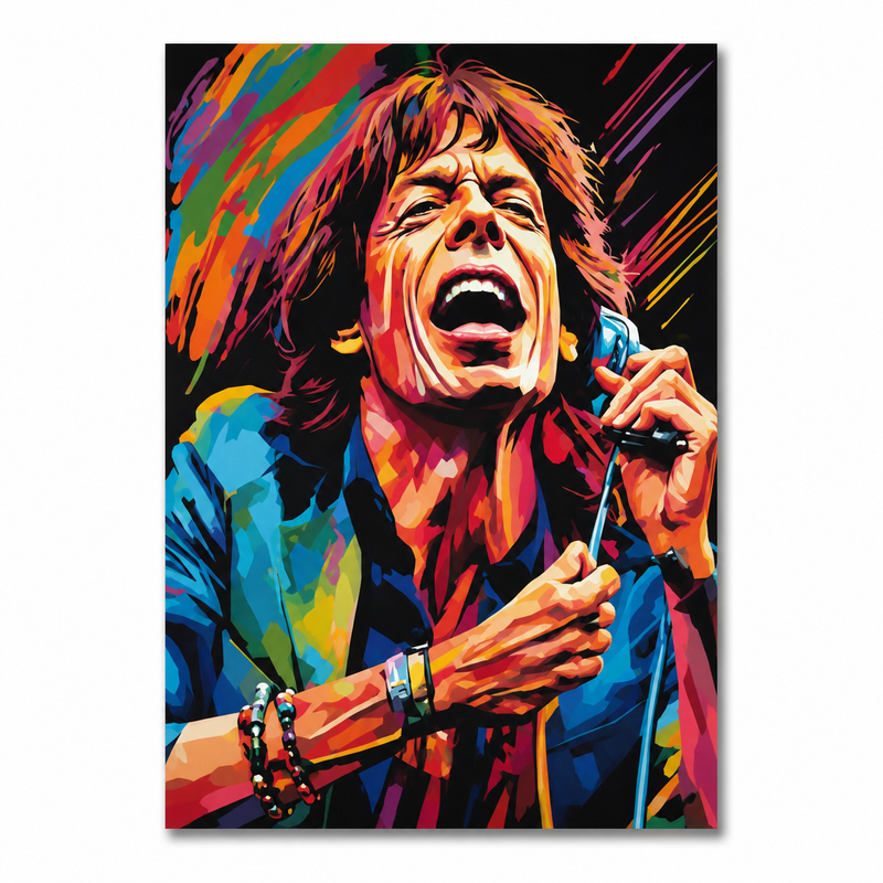 Quadro Placa MDF a4 Decorativo Musica Personalidades 80's Cor:Mick Jagger