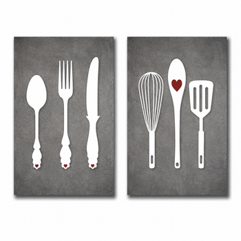 Kit 02 Quadro Decoração Placa MDF Tam A4 Copa Cozinha Café Cor:CZ3