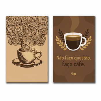 Kit 02 Quadro Decoração Placa MDF Tam A4 Copa Cozinha Café Cor:CZ4