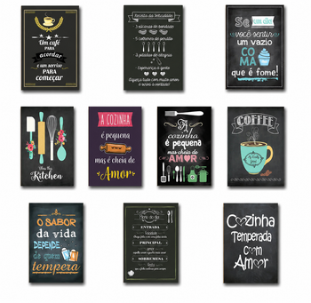 Kit 10 Quadros Placa MDF Decoração Área Gourmet Personalizad