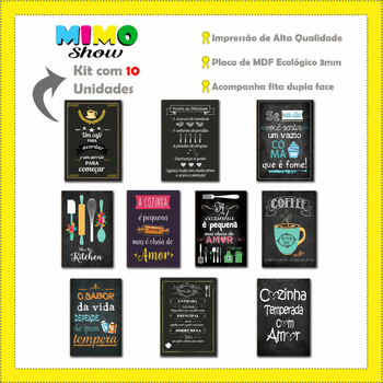 Kit 10 Quadros Placa MDF Decoração Área Gourmet Personalizad Cor:CZ5