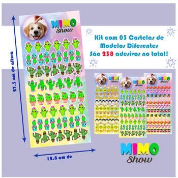 Kit com 238 Adesivos Sticker Pet 03 Cartelas Cão e Gato