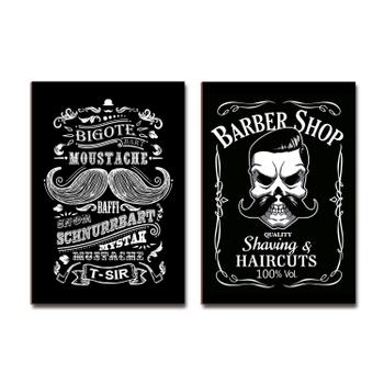 Kit 2 Placas MDF Quadro Decoração Barbearia Studio 28,7x22cm