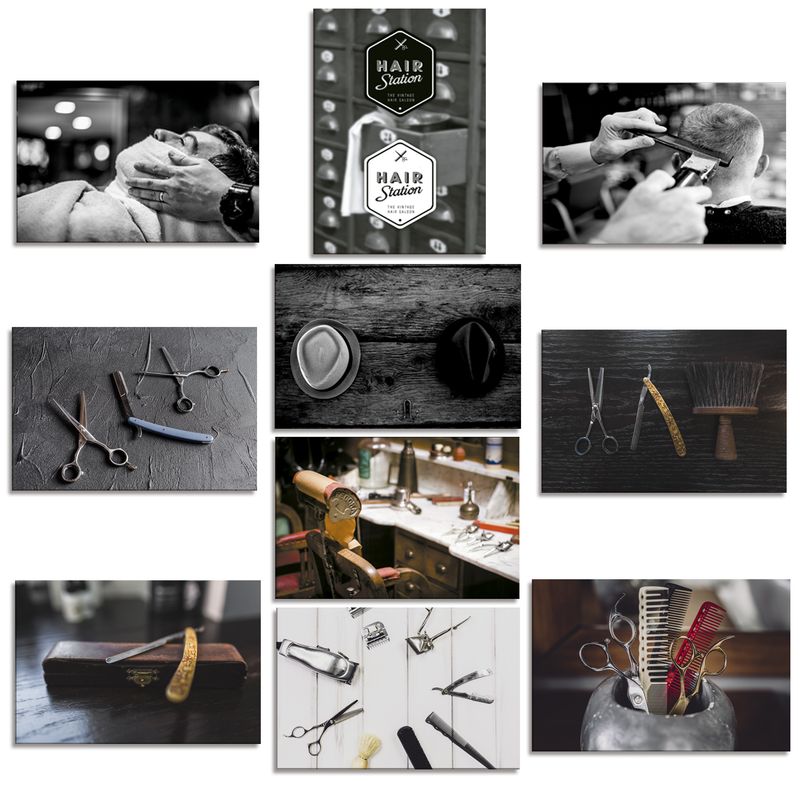 Kit 10 Placas 28,7x22cm MDF Quadro Barbearia Studio