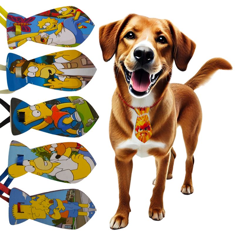 Kit 10 Gravatas Tam G Pet EVA Ursinho Personagens Cão e Gato