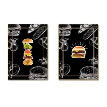 Kit 02 Placas MDF Hamburguer Decoração Cozinha Lanchonete A4