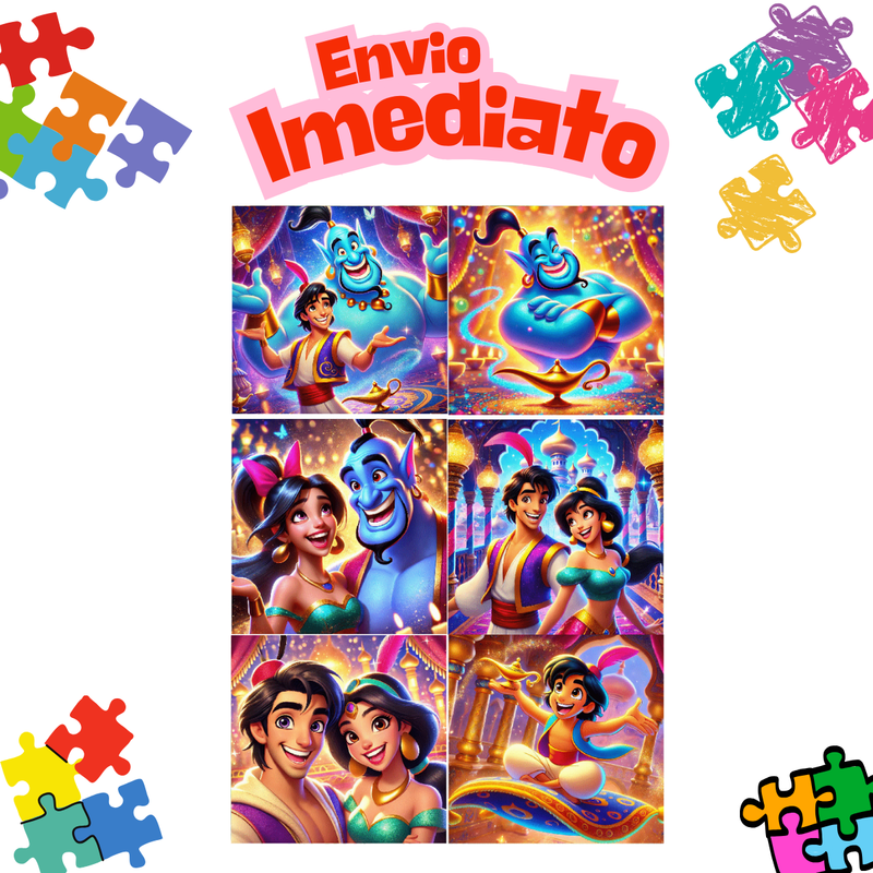 Kit 6 Jogos Quebra Cabeca Infantil 25 pecas desenho animado Desenho:Gênio